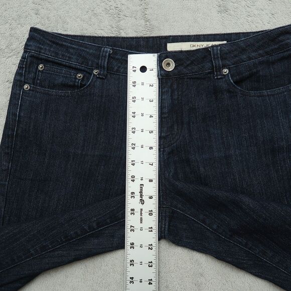 DKNY Jeans Women's Size 12 Blue Mid-Rise Straight Denim Dark Wash 26.5" Inseam - Picture 6 of 14